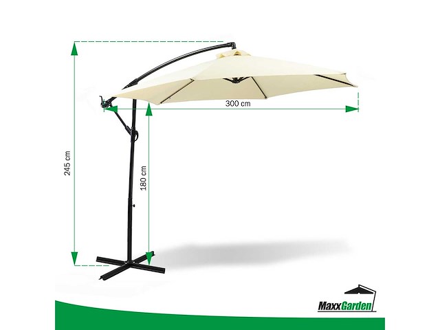 Maxxgarden 21276 zweefparasol ø300 cm - beige - afbeelding 4 van  4