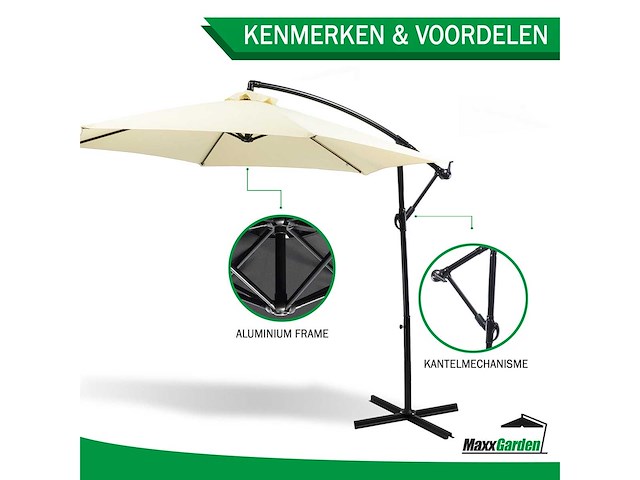 Maxxgarden 21276 zweefparasol ø300 cm - beige - afbeelding 2 van  4