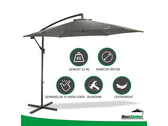 Maxxgarden 21278 zweefparasol ø300 cm - antraciet - afbeelding 2 van  6