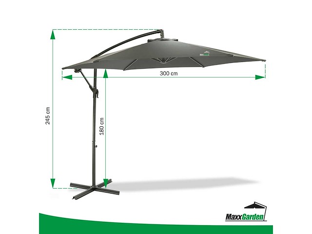 Maxxgarden 21278 zweefparasol ø300 cm - antraciet - afbeelding 5 van  5