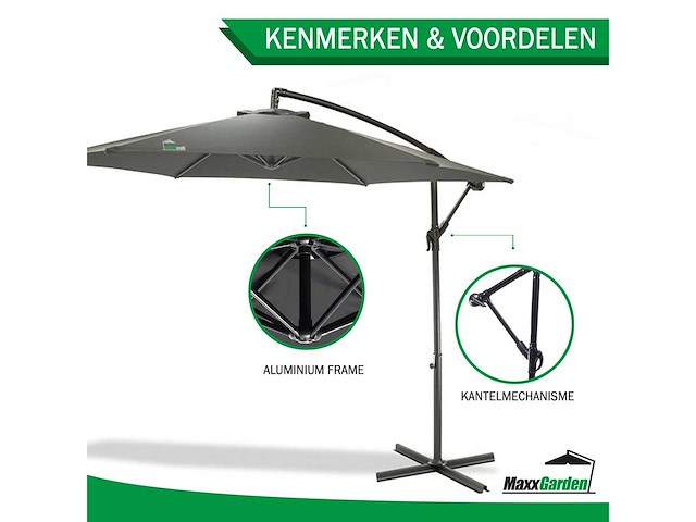 Maxxgarden 21278 zweefparasol ø300 cm - antraciet - afbeelding 2 van  5