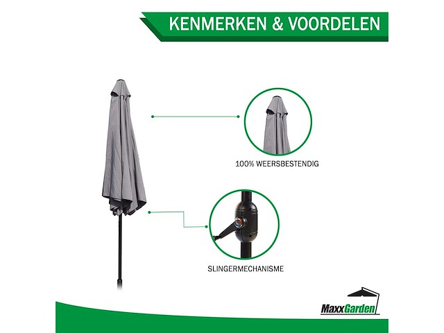 Maxxgarden 21554 - balkonparasol - grijs- kantelbaar - 300cm - afbeelding 3 van  4