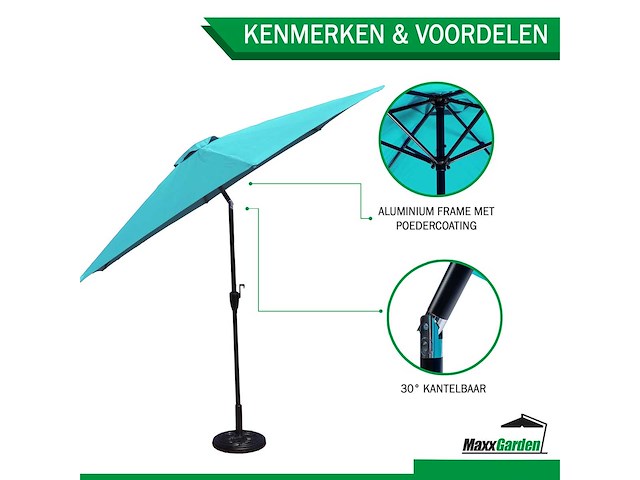 Maxxgarden 21556 parasol balkonparasol - blauw - kantelbaar - 300cm - afbeelding 3 van  4