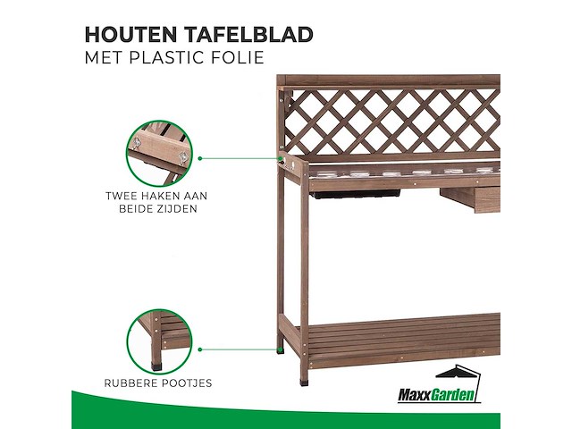 Maxxgarden 21569 oppottafel - plantentafel - tuinwerktafel 110x50x114cm - afbeelding 3 van  6
