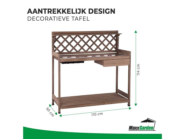 Maxxgarden 21569 oppottafel - plantentafel - tuinwerktafel 110x50x114cm - afbeelding 2 van  3