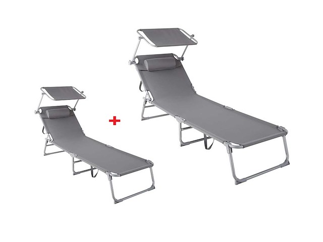 Maxxgarden 21592 ligbed aluminium 190x61x28 cm - grijs 2 stuks - afbeelding 1 van  3