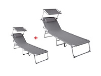 Maxxgarden 21592 ligbed aluminium 190x61x28 cm - grijs 2 stuks - afbeelding 1 van  4