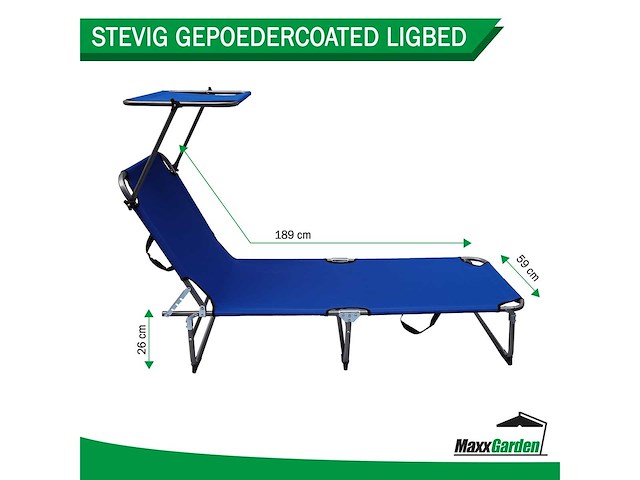 Maxxgarden 21594 ligbed aluminium 190x61x28 cm - blauw - afbeelding 5 van  5