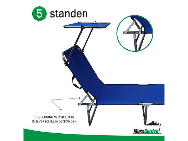 Maxxgarden 21594 ligbed aluminium 190x61x28 cm - blauw - afbeelding 3 van  5