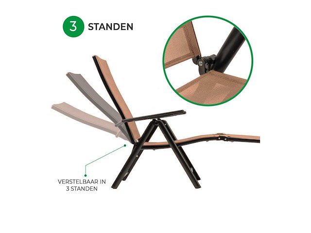Maxxgarden 21609 tuinstoel ligbed aluminium verstelbaar taupe - afbeelding 2 van  4
