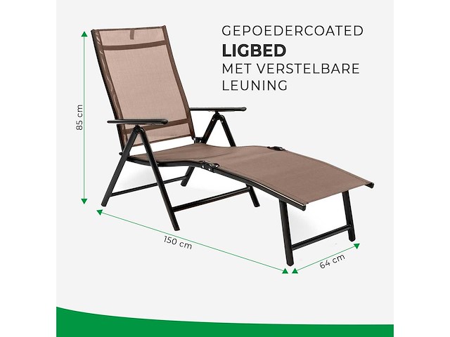 Maxxgarden 21609 tuinstoel ligbed aluminium verstelbaar taupe - afbeelding 4 van  4