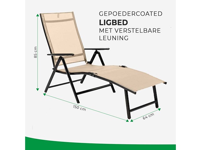 Maxxgarden 21646 tuinstoel ligbed aluminium verstelbaar beige - afbeelding 3 van  3