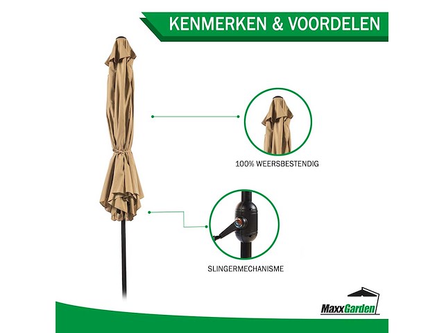 Maxxgarden 21688 parasol balkonparasol beige kantelbaar 300cm - afbeelding 2 van  5