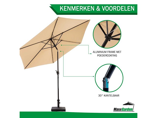 Maxxgarden 21688 parasol balkonparasol beige kantelbaar 300cm - afbeelding 3 van  5