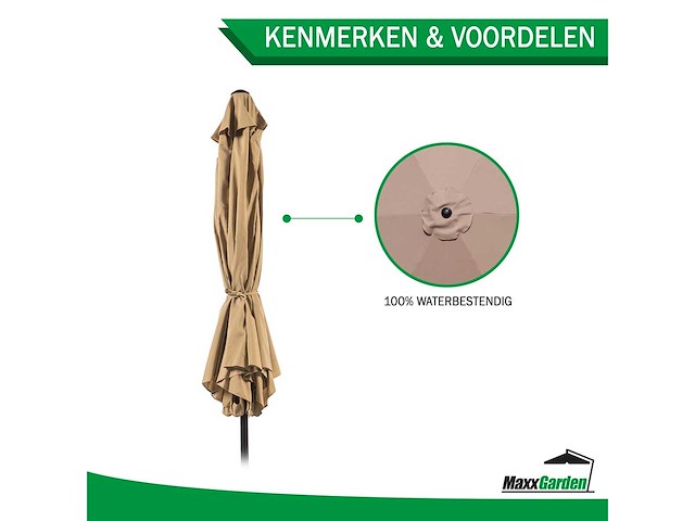 Maxxgarden 21688 parasol balkonparasol beige kantelbaar 300cm - afbeelding 4 van  5