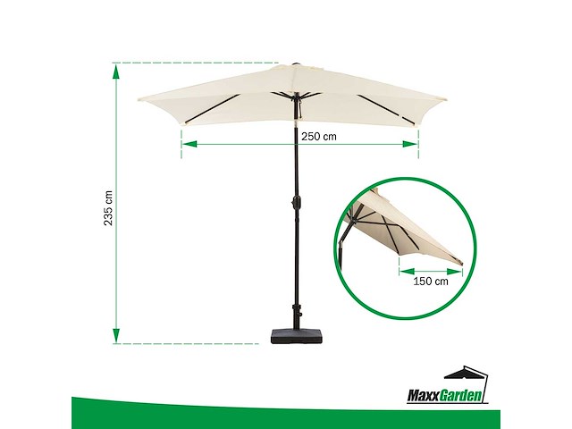 Maxxgarden 21734 parasol balkonparasol - 150 x 250 cm creme - afbeelding 2 van  4