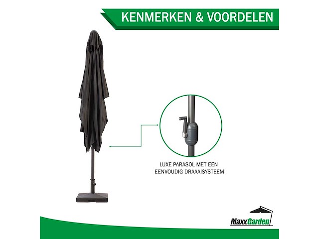 Maxxgarden 21736 - balkonparasol -zwart - kantelbaar - 250x150cm - afbeelding 4 van  4