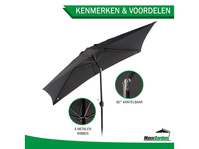Maxxgarden 21736- balkonparasol -zwart - kantelbaar - 250x150cm - afbeelding 3 van  4