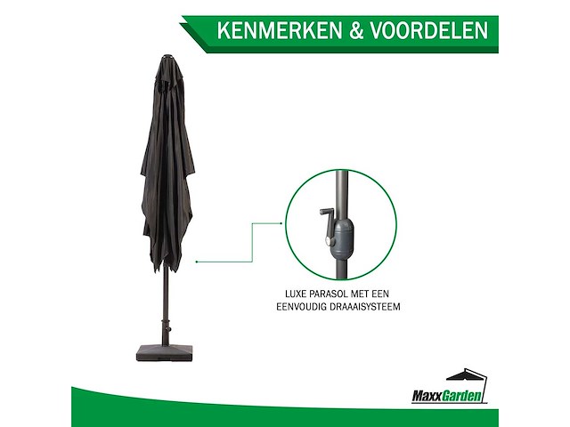 Maxxgarden 21736 parasol balkonparasol 150 x 250 cm zwart - afbeelding 4 van  4