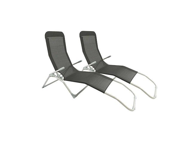Maxxgarden 21863 ligbed - opvouwbare ligstoel 2 stuks - textileen - zwart - afbeelding 1 van  3
