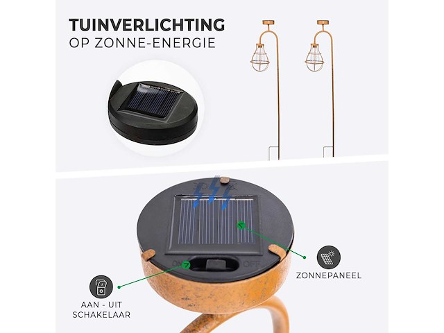 Maxxgarden 22177 solar stalamp buitenverlichting- 17x90cm 2 stuks - afbeelding 3 van  6