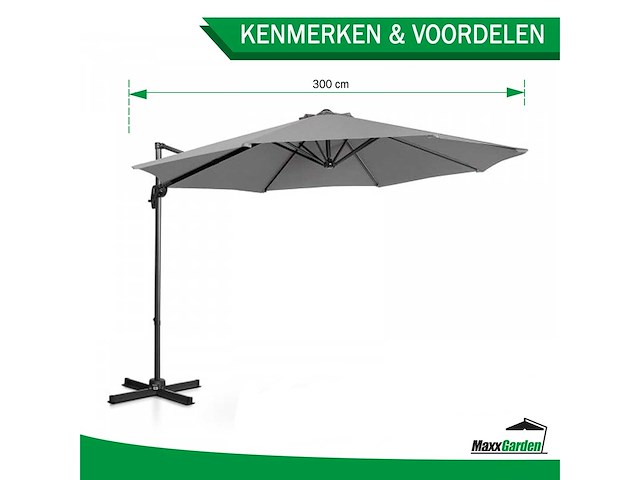 Maxxgarden 22273 zweefparasol luxe 300cm - antraciet - afbeelding 5 van  5