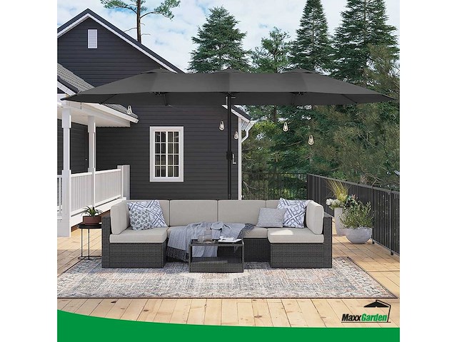 Maxxgarden 22275 parasol - stokparasol xxl - dubbel model - 460 x 270cm - antraciet - afbeelding 6 van  6