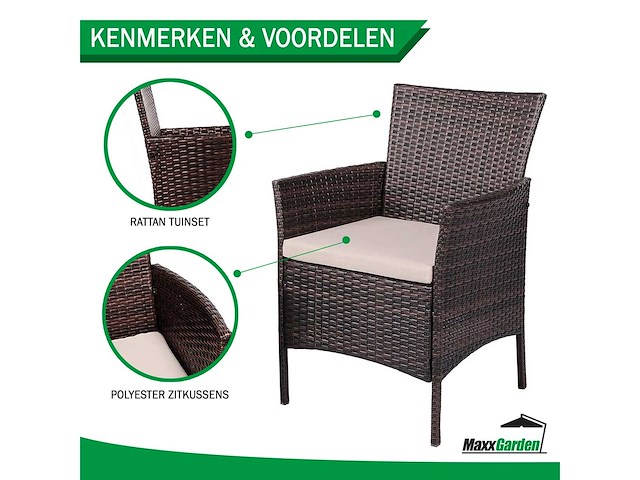 Maxxgarden 22401 tuinset - bistroset 3 delig - afbeelding 2 van  5