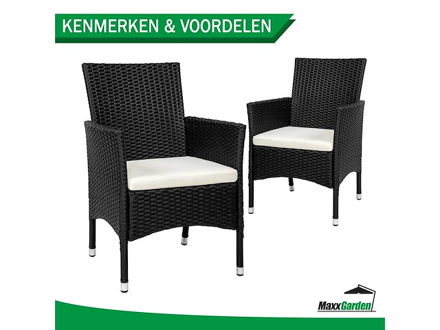 Maxxgarden 22402 tuinset - set van 2 tuinstoelen - wicker zwart - afbeelding 2 van  6