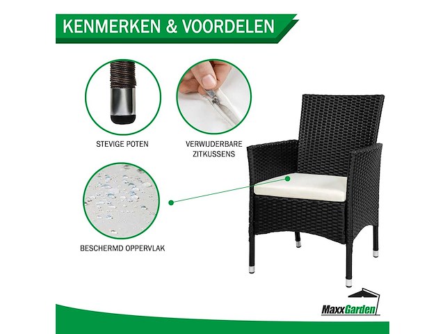 Maxxgarden 22402 tuinset - set van 2 tuinstoelen - wicker zwart - afbeelding 4 van  6