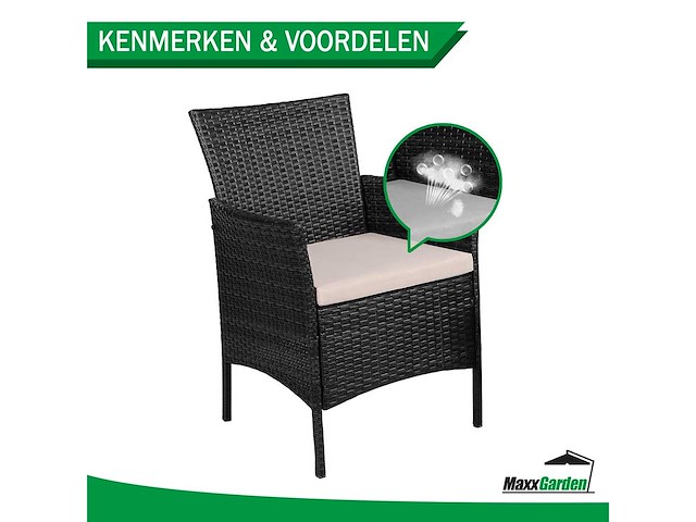 Maxxgarden 22402 tuinset - set van 2 tuinstoelen - wicker zwart - afbeelding 5 van  6