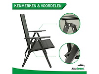 Maxxgarden 2x aluminium tuinstoel / tuin stoel zwart/zwart - afbeelding 4 van  7