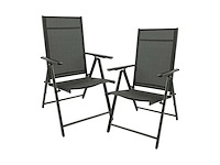 Maxxgarden 2x aluminium tuinstoel / tuin stoel zwart/zwart - afbeelding 1 van  7