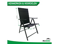 Maxxgarden 2x aluminium tuinstoel / tuin stoel zwart/zwart - afbeelding 5 van  7