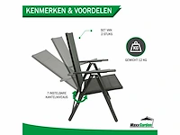 Maxxgarden 2x aluminium tuinstoel / tuin stoel zwart/zwart - afbeelding 3 van  7