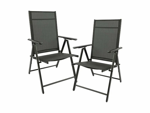 Maxxgarden 2x aluminium tuinstoel / tuin stoel zwart/zwart - afbeelding 1 van  7