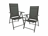 Maxxgarden 2x aluminium tuinstoel / tuin stoel zwart/zwart - afbeelding 1 van  7