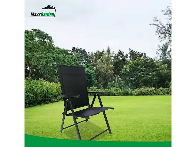 Maxxgarden 2x aluminium tuinstoel / tuin stoel zwart/zwart - afbeelding 6 van  7