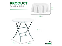 Maxxgarden 88548 vouwtafel - opvouwbare ronde tuin tafel - 60x74 cm - 2 stuk - afbeelding 2 van  2
