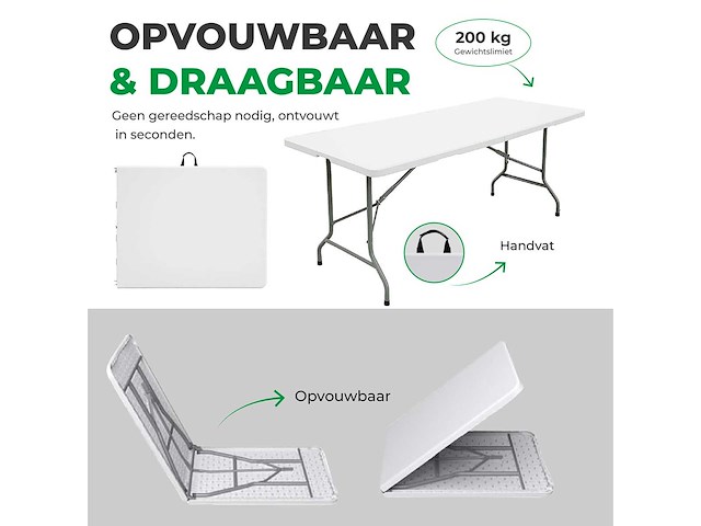 Maxxgarden 88560 vouwtafel tuintafel 152x70x74cm - 2 stuk nieuw - afbeelding 3 van  4