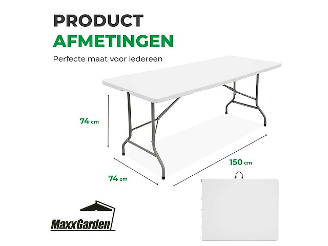 Maxxgarden 88560 vouwtafel tuintafel 152x70x74cm - 2 stuk nieuw - afbeelding 2 van  4