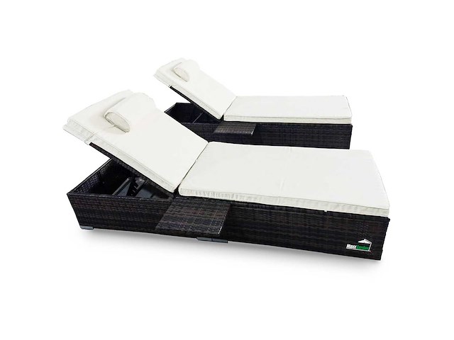 Maxxgarden 88562 verstelbaar loungebed - rattan ligbed 2 stuks - afbeelding 1 van  5