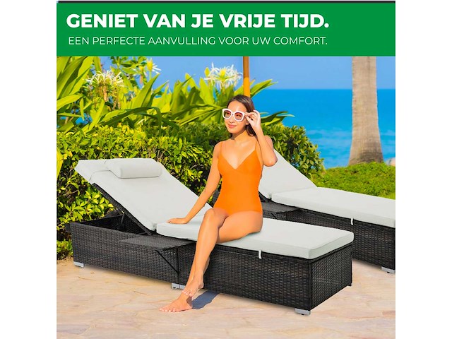 Maxxgarden 88562 verstelbaar loungebed - rattan ligbed 2 stuks - afbeelding 4 van  5