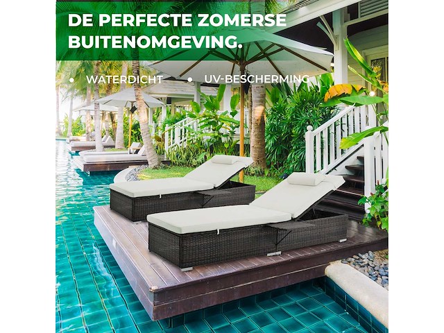 Maxxgarden 88562 verstelbaar loungebed - rattan ligbed 2 stuks - afbeelding 5 van  5