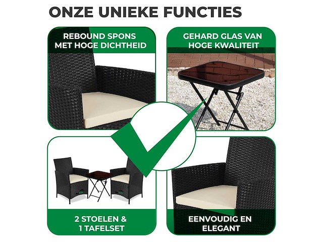 Maxxgarden 88564 tuinset rattan - 2 stoelen + tafel nieuw - afbeelding 3 van  5