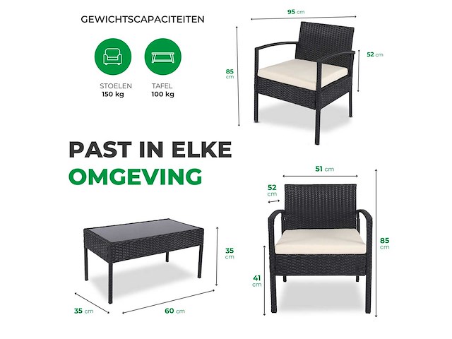 Maxxgarden 88565 loungeset rattan 4 delig - afbeelding 2 van  2