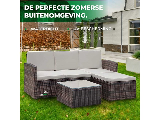 Maxxgarden 88568 loungeset rattan hoekset 4 persoon bruin - afbeelding 5 van  5