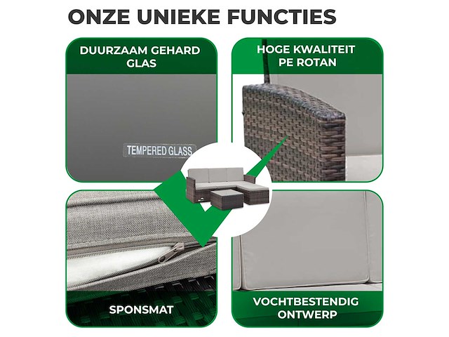 Maxxgarden 88568 loungeset rattan hoekset 4 persoon bruin - afbeelding 3 van  5