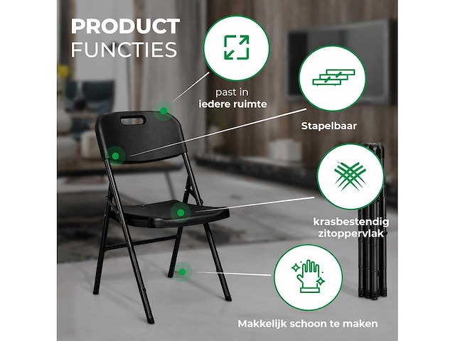 Maxxgarden 88739 klapstoelen vouwstoel zwart - 4 stuk nieuw - afbeelding 3 van  5