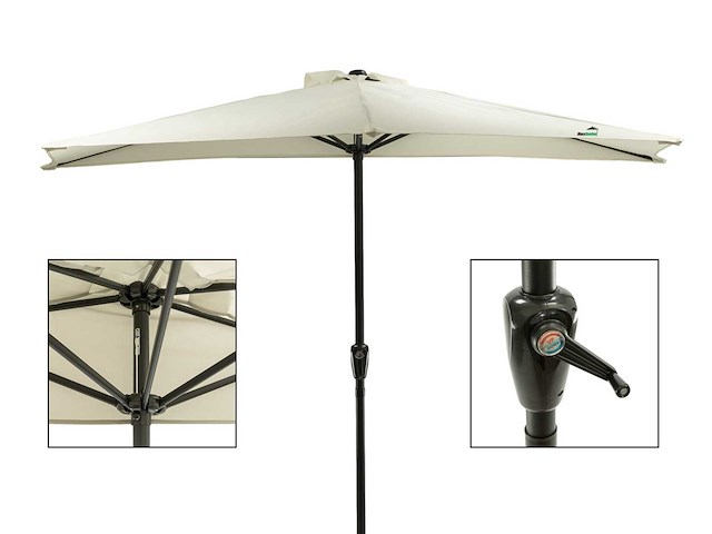 Maxxgarden balkonparasol 20888 - aluminium parasol - halfrond - ø 250 cm (lichtgrijs) - afbeelding 3 van  3